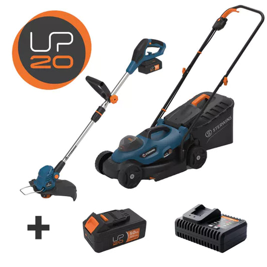 Kit Rasaerba a Batteria Sterwins 33cm e Tagliabordi Completo di Batteria e Carica Batteria